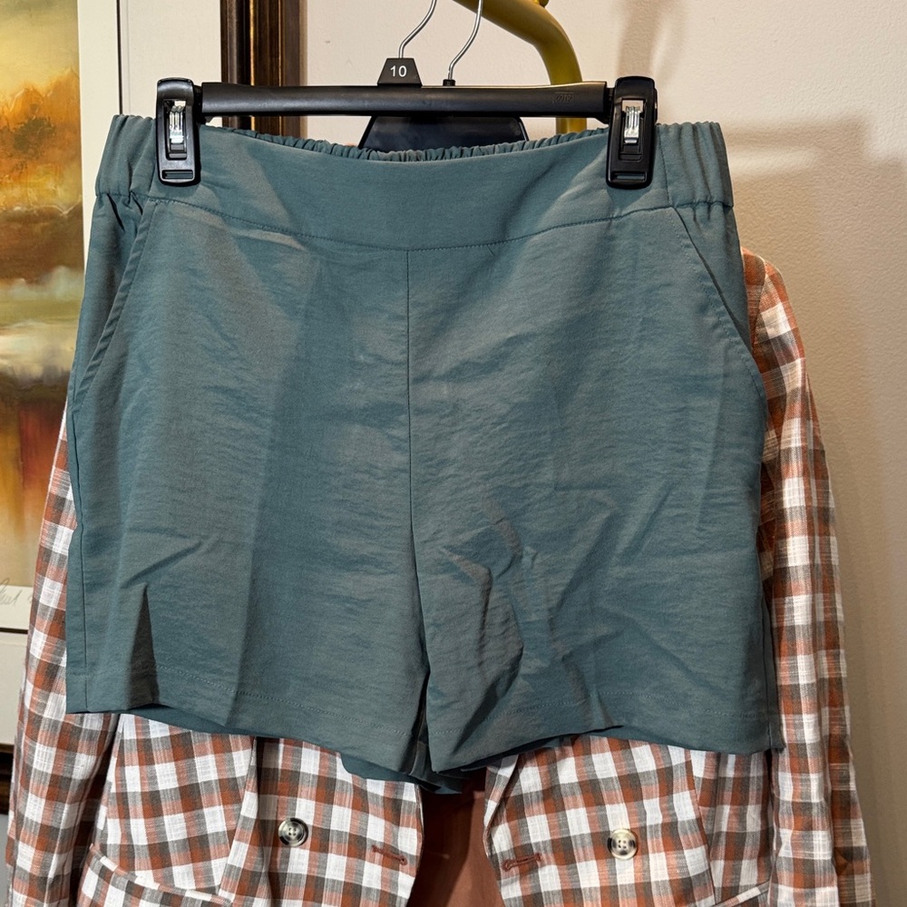 Nine West Plaid Blazer in Orange and Cream with Teal shorts set M - Picture 5 of 16